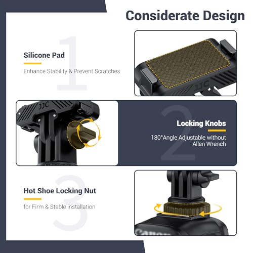 JJC Osmo Action 5 Cold Shoe Adapter Mount for DJI Osmo 360 Action 5 Pro 4 3 Accessories, 180° Angle Adjustable, Detachable Camera Monitor Mount w. 1/4 Screw Hole, Magnetic Quick Release Tripod Adapter - color: Hot Shoe/Cold Shoe Adapter