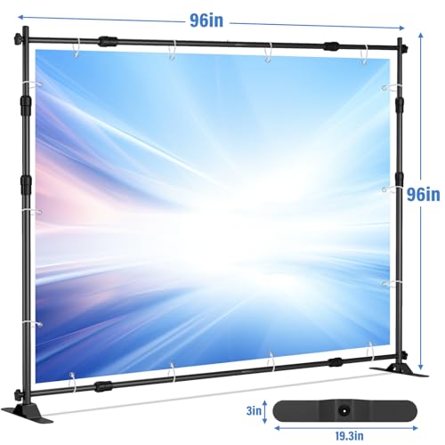 8 x 8 FT Banner Stand Kit, Adjustable Backdrop Stand for Parties, Heavy-Duty Photography Step and Repeat Stand with Portable Bag for Birthdays, Promotions, Exhibitions (Banner Not Included) - size: 8 x 8 ft