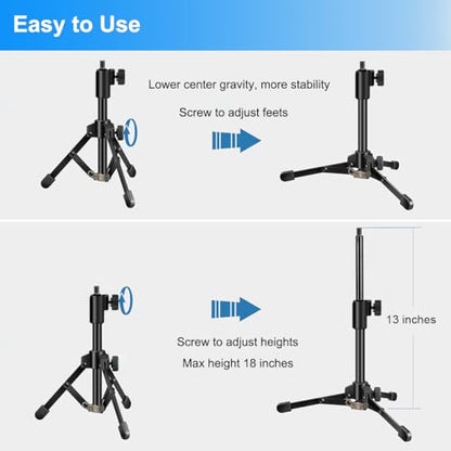 Mic Stand Desk, Table Mic Tripod Desktop Mic Stand Height Adjustable Small Microphone Stand for Desk with Pop Filter Shock Mount Mic Clip 1/4" to 5/8" Adapter for Blue Yeti Snowball - style: Pop filter + Shock mount
