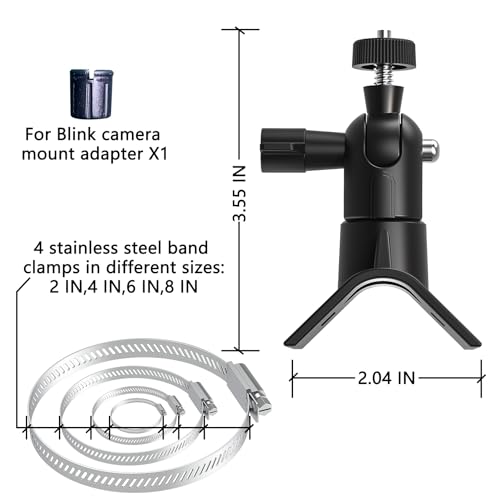 Universal Adjustable Stainless Mount Bracket Outdoor Security Camera 360 Degree Hoop Hose Clamp Pipe Poles Mount No-Drill Holes Compatible with Reolink/Nest/Arlo/Eufy/Wyze and Other Camera (Black) - color: Black