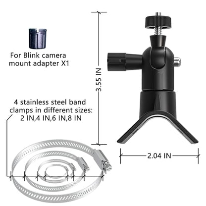 Universal Adjustable Stainless Mount Bracket Outdoor Security Camera 360 Degree Hoop Hose Clamp Pipe Poles Mount No-Drill Holes Compatible with Reolink/Nest/Arlo/Eufy/Wyze and Other Camera (Black) - color: Black
