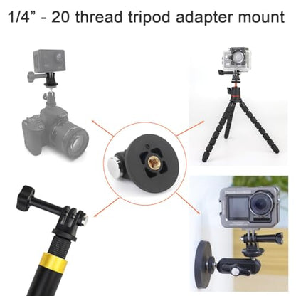 Action Camera Tripod Mount Adapter 1/4"-20 Conversion Adapter Converter Compatible with Gopro DJI Osmo Insta360 Sjcam Akaso for Tripod and Other 1/4 Accessories