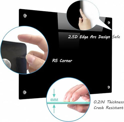 Magnetic Blackboard 48“ x 36” Black Glass Dry-Erase Board Wall-Mounted Frameless Whiteboard Bulletin Board Suitable for Offices, Schools, and Homes(Black) - size: 36"W x 48"H
