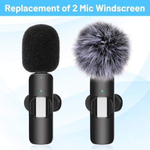 SHENLIU 9 Pcs Lavalier Microphone Windscreen Kit, 6 Pack Furry and Foam Mic Covers with 3 Pack 360° Rotatable Cable Clips, Universal Lapel Mic Accessories(for 1.8mm Round & 5mm Flat Cables)