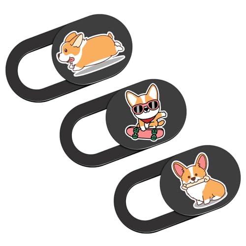 Laptop Camera Cover, Webcam Cover, Compact Leisure Panda Camera Blocker for Laptop, Office Computer Accessories for iPhone, iPad, Mac, Desktop, Tablet, Chromebook, PC, Protect Personal Privacy - color: Sports Corgi-Black