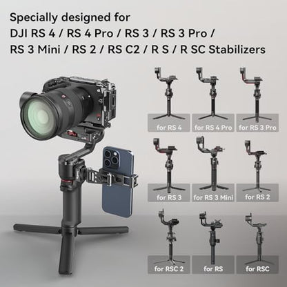 SmallRig Phone Support for DJI Stabilizers, Adjustment Phone Mount Adapter with 1/4"-20 Threaded Hole, Cold Shoe for DJI RS 4 Mini/RS 4 Pro/RS 3 /RS 3 Pro/RS 3 Mini/RS 2 / RS C2 / R S/R SC - 4301 - style: with Cold Shoe Mount