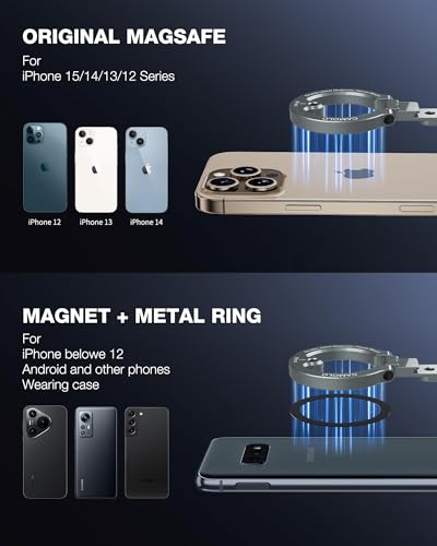 Dual Magnetic Phone Holder Compatiable with Magsafe for iPhone 16 15 14 13 12 Pro Max Plus Series, 1/4" Screw Tripod Mount, Gym Magnetic Phone Stand Travel(Silver) - color: Silver