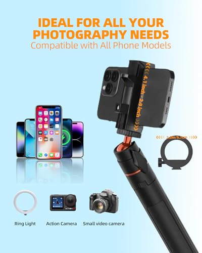 Phopik 56" Magnetic Tripod for iPhone,Phone Tripod MagSafe Compatible with iPhone/Android,GoPro, DJI Osmo Pocket 3,Protable Selfie Stick Tripod for Vlogging, Video Recording,Travel Content Creators - size: SS25
