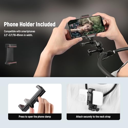 NEEWER Magnetic Neck Mount Compatible with GoPro Hero 13 12 11 MAX DJI Action 4 Insta360 iPhone 15 Pro Max Samsung S23, Quick Release Flexible POV Action Camera Neck Mount Adapter & Phone Holder, GP15 - style: GP15
