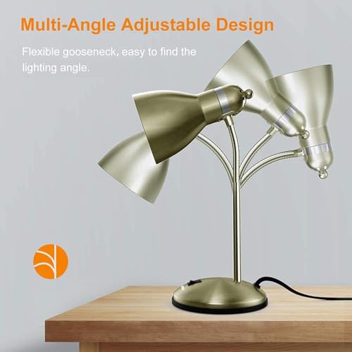 LEPOWER Metal Desk Lamp, Adjustable Goose Neck Table Lamp, Eye-Caring Study Desk Lamps for Bedroom, Study Room and Office (Bronze) | Compact & Sturdy, Space-Saving for Bedside & Dorm, E26 Table Lamp, Eye-Caring, Ldeal for Study, Office, Back to School - c