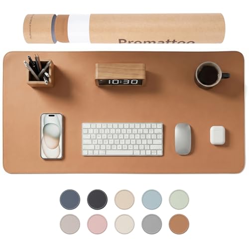 Large Desk Pad Non-Slip Desk Mat Protector for Keyboard Mouse Waterproof Vegan Leather Surface Faux Leather Laptop Mat Smooth Mouse Pad Premium Gift Tube Caramel Brown 23.6" x 13.7" - color: Caramel Brown, size: 23.6" x 13.7"