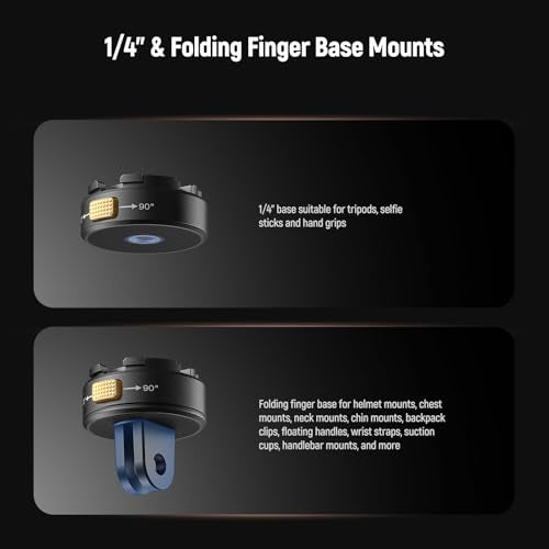 Neewer 6 in 1 Action Camera Mount Kit, Compatible with Hero 13 12 11 Max DJI Osmo Action Insta360, Metal Magnetic Quick Release Mount with 1/4" Thread & Folding Fingers for POV Shots, GP-23 - style: GP-23