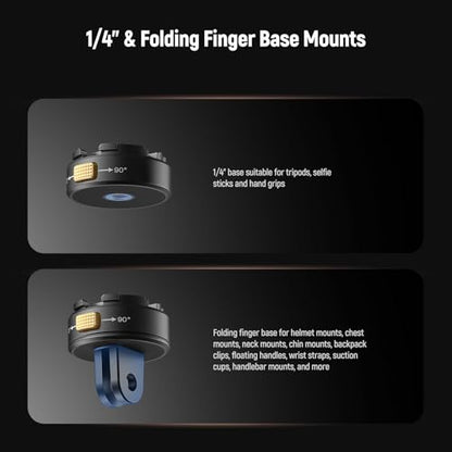 Neewer 6 in 1 Action Camera Mount Kit, Compatible with Hero 13 12 11 Max DJI Osmo Action Insta360, Metal Magnetic Quick Release Mount with 1/4" Thread & Folding Fingers for POV Shots, GP-23 - style: GP-23