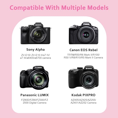 XANAD Hard Camera Case Bag Compatible with Canon EOS Rebel T7/ T100/ R50/ R50 V/RP/ R8/ R6 Mark II/ R7/ R10 DSLR Mirrorless Cameras, for Canon Sony Kodak Panasonic Nikon DSLR Mirrorless Camera, Pink - color: Pink