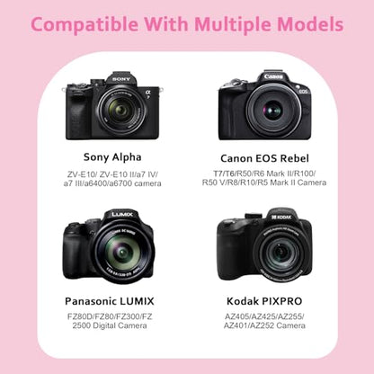 XANAD Hard Camera Case Bag Compatible with Canon EOS Rebel T7/ T100/ R50/ R50 V/RP/ R8/ R6 Mark II/ R7/ R10 DSLR Mirrorless Cameras, for Canon Sony Kodak Panasonic Nikon DSLR Mirrorless Camera, Pink - color: Pink