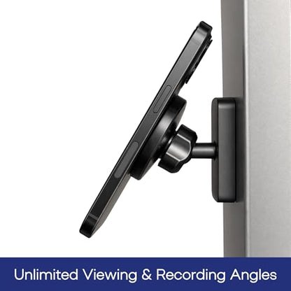 Gym Pro-Grade Magnetic Phone Holder for Racks & Machines, MagSafe Compatible Dual-Sided N52 Magnet Mount, 360° Adjustable Ball Joint for Filming Workouts