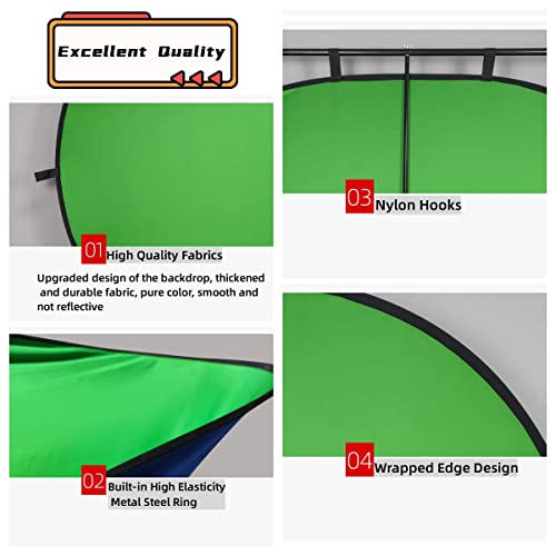 59.1x78.7inch/1.5x2.0mChromakey Green Screen， Blue & Green 2 in 1 Double Sided Pop Up Collapsible Backdrop for Vlogging and Video Conferencing with Carrying Bag - size: 59.1×78.7 inches