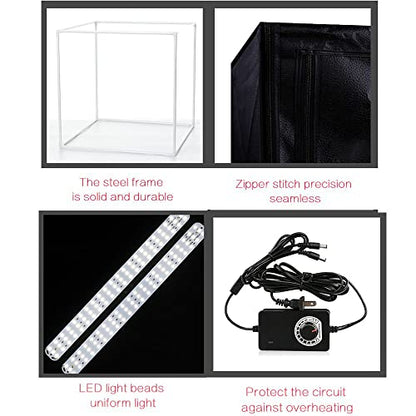 Photo Light Box Photography 24"x24"x24" Tabletop Dimmable LED Cube Shooting Tent Kit for White Studio Box Product Photographic Lighting Tents with PVC Backdrops and Mini Tripod - size: 24x24x24 INCH