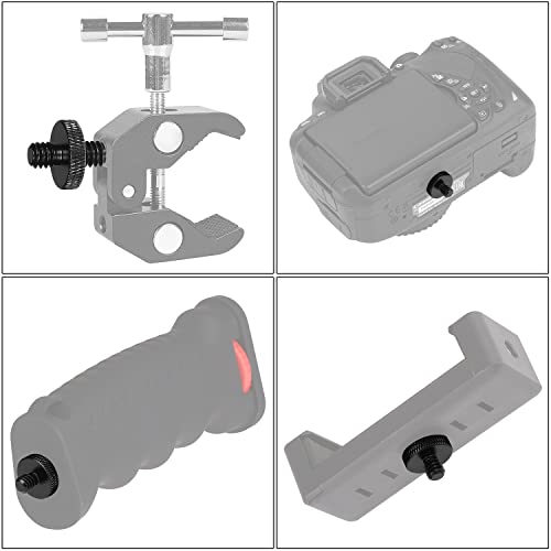 6 Pack 1/4" Male to 1/4" Male Camera Mount Screw Tripod Mount - Precision Made - color: Black