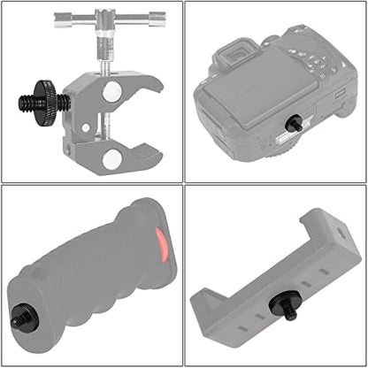 6 Pack 1/4" Male to 1/4" Male Camera Mount Screw Tripod Mount - Precision Made - color: Black