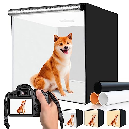 32"x32" Photo Studio Light Box for Photography, 3 Color 10-Level Adjustable Photo Box with Soft Light Cloth 32 inch Professional Photo Background Shooting Tents White Light, Soft Light, Warm Light - size: 32x32 in (3 Color Temp)