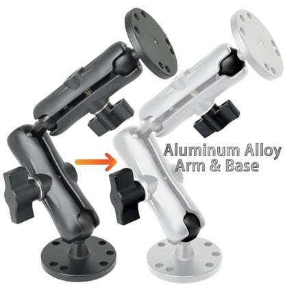 VAUBORTTI 1" Ball Mount for Garmin Striker 4,Aluminum Extension Arm with AMPS Round Plate – Fish Finder, ELD Mount – Compatible with RAM B Size Kit – T-Bolt Track System
