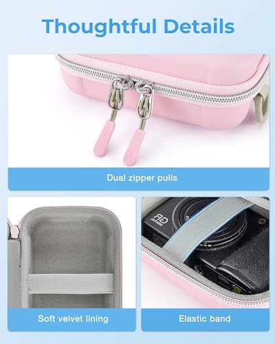 BAGSMART Digital Camera Case, Small Camera Bag with 2 Carrying Ways, Pink | Lightweight Camera Sling Bag for Canon Powershnot ELPH 180/190/Sony DSCW800/DSCW830, Waterproof & Protective - color: Baby Pink