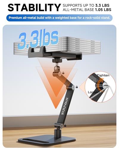 Portable Monitor Stand for 15.6'',17.3'', Tablet Stand Holder for iPad | Aluminum Alloy Foldable Arm Mount with 360° Swivel, Desk Holder Compatible with 4.7-17.3inch Tablet iPad Pro : Electronics