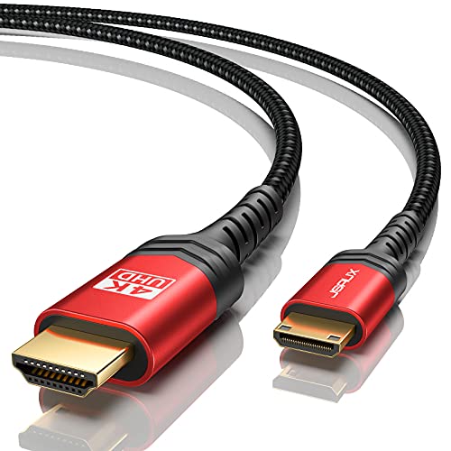 JSAUX Mini HDMI to HDMI Cable 6FT, [Aluminum Shell, Braided] High Speed 4K 60Hz HDMI 2.0 Cord, Compatible with Camera, Camcorder, Tablet and Graphics/Video Card, Laptop, Raspberry Pi Zero W -Red… - color: Red, size: 6FT - Standard Connector