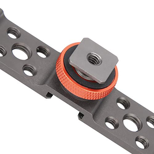 3 in 1 Hot Shoe Mount Adapter, Extension Bar Bracket Stand with 3pcs Hot Shoe Mount for Camera Mobile Phone Rabbit Cage (Gray) - color: Gray