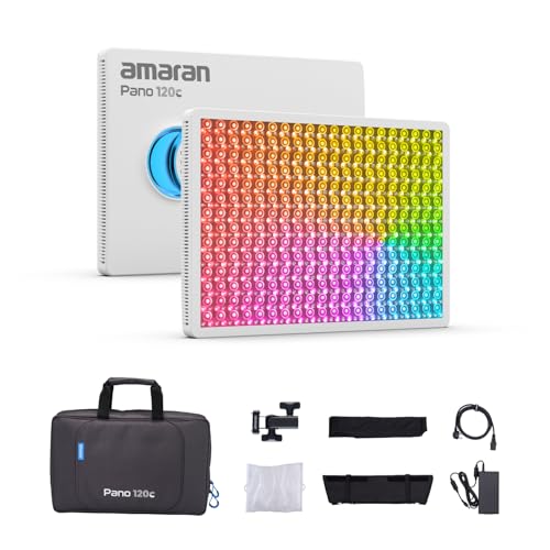 amaran Pano 120c Kit RGB LED Video Light,120w Full Color Panel Light,Compact & Portable,APP Control, w/Softbox Studio Lighting for Outdoor Filming Recording Streaming (Pano 120c - White) - color: Pano 120c - White