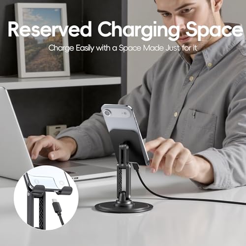 Adjustable Phone Stand for Desk, 360° Rotating Foldable Mobile Phone Holder, Sturdy Office Desk Accessories for All iPhone & Samsung Galaxy Models - color: Desktop Phone Holder