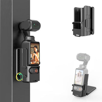 Folding Magnetic Mount Base Bracket for DJI Osmo Pocket 3 Accessories- Adjustable Magnetic Phone Mount, Portable Desktop Tripod Stand, Handheld Grip Handle, Vlogging Accessories (Black)