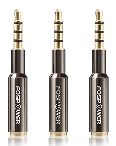 FosPower 3.5mm Male to Female Auxiliary Stereo Audio Headphone Jack AUX Adapter, 4-Conductor TRRS for iPhone, Smartphones, Tablets, Speakers, Microphone & Card Readers (3 Pack) - size: 3 Pack