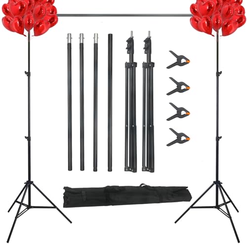 10ft Adjustable Photo Backdrop Stand Kit with Carry Bag & Clamps - Portable Background Support System for Studio, Wedding, Party Photography