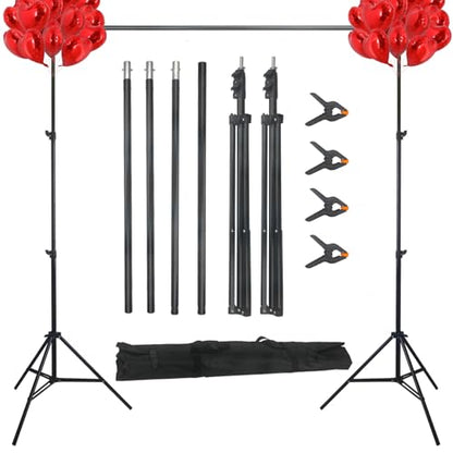 10ft Adjustable Photo Backdrop Stand Kit with Carry Bag & Clamps - Portable Background Support System for Studio, Wedding, Party Photography
