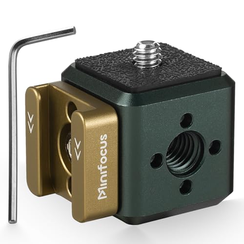 MINIFOCUS Multi-Hole Screws Adapter with Cold Shoe Mounts, Aluminum Thread Mounting Post/Block with 1/4'' & 3/8'' Thread Hole and Arri-locating Hole for Tripod, Magic Arm, Microphone, Camera Cage