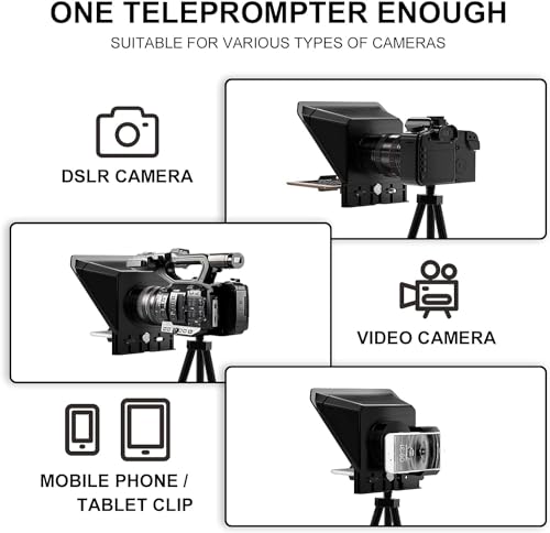 GVM Teleprompter Portable for iPad, Tablet, Smartphone & DSLR Cameras, Teleprompter Kit with Remote Control & Flexible Holder, teleprompter for Smartphone APP Compatible with iOS/Android - size: 9inch