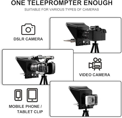 GVM Teleprompter Portable for iPad, Tablet, Smartphone & DSLR Cameras, Teleprompter Kit with Remote Control & Flexible Holder, teleprompter for Smartphone APP Compatible with iOS/Android - size: 9inch
