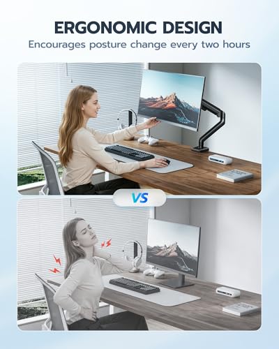 ARES WING Heavy Duty Single Monitor Arm - Fully Adjustable Monitor Mount for 17"-40" Ultrawide Screens up to 26.4 lbs with Clamp/Grommet Desk Mount, 75/100 Vesa Mount, Black - color: Black, style: Non USB