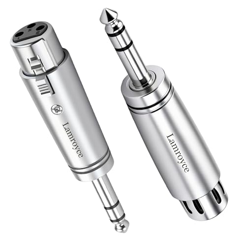 1/4 Inch (6.35mm) to XLR Adapter 2 Pack, 1/4" 6.35mm TRS Stereo Male to 3-Pin XLR Female Balanced Mic Audio Converter Connector for Microphone Preamp, Mixer, Speaker, Amplifiers, Audio Interface - color: 6.35mm TRS Male to XLR Female, size: 2 Pack