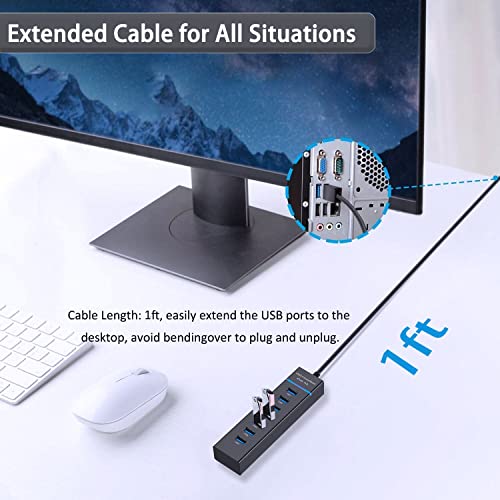 USB Hub 3.0, VIENON 7-Port USB Data Hub Splitter for Laptop, PC, MacBook, Mac Pro, Mac mini, iMac, Surface Pro and More USB Devices