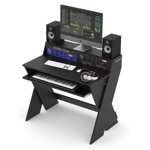Glorious Sound Desk Compact Professional Studio Workstation with Pull-out Keyboard Compartment (Black) - color: Black