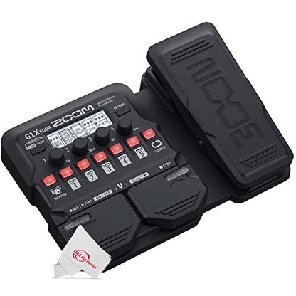 Zoom G1X Four Guitar Multi-Effects Processor With Built-In Expression Pedal + Zoom ZDM-1 Podcast Mic Pack Accessory Bundle + 3pc Cleaning Kit