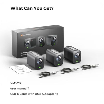 NearStream 3-Pack Live Streaming Camera 2K, Streaming Webcam with 40X Hybrid Zoom, 8-MEMS Mic with Noise Canceling, 6H Battery, Camera for Streaming on YouTube/Twitch/Facebook/Rtmp, App Control