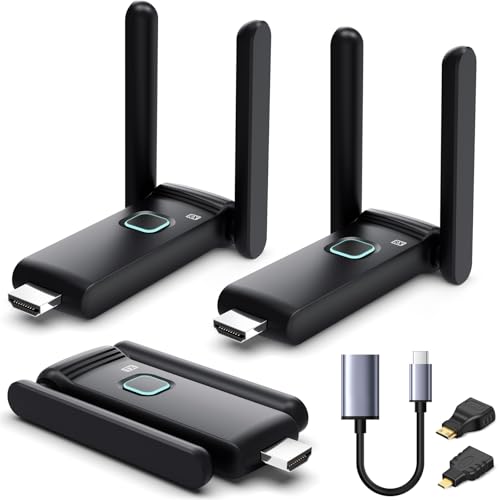 Wireless HDMI 2 Receivers and Transmitter,Up to 6 RXs,No Hot,Plug and Play,2.4/5.8GHz Wirelessly Casting to Multiple Screens,50M/165FT,Wireless HDMI Splitter for TV/DSLR Camera/Projector/Laptop/PC - size: 2*RX+1*TX