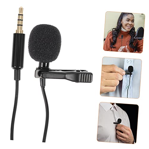 Healifty Clip Lavalier Microphone Lapel Mic with Shielded Cable for Clear Voice Recording Interference Aps Material for Studio Office Conference Tablet and Use