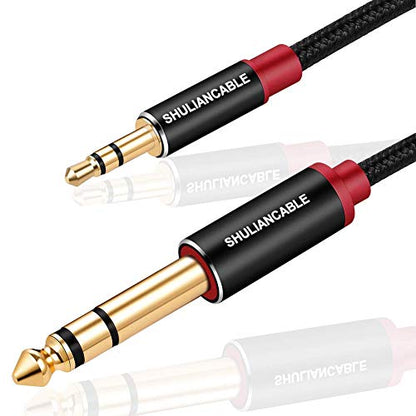 SHULIANCABLE 3.5mm to 6.35mm Stereo Audio Cable, 6.35 1/4" Male to 3.5 1/8" Male TRS Stereo Audio Cable for Guitar,iPod, Laptop, Home Theater Devices,Smartphones,and Amplifiers (6.6Ft/2M) - size: 6.6 ft