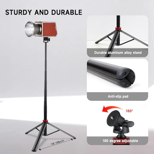 YSKE(MT-79) Light Stand Tripod 81", 7-Section 0.8lbs, Foldable - Camera Phone Mount for DSLR, GoPro, iPhone, LED Video Light, Ring Light, TikTok YouTube Creator