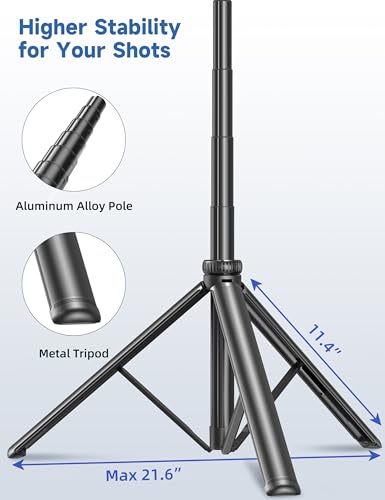 75" Phone Tripod, Selfie Stick with Remote and Phone Holder, Extendable Tripod for iPhone, Aluminum Cellphone TripodStand 360° Rotation Travel Tripods Compatible with iPhone Android, GoPro
